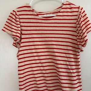 Madewell Red and Cream Striped Tee